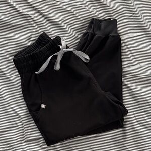 Figs Black Jogger Pants with Gray Drawstring
